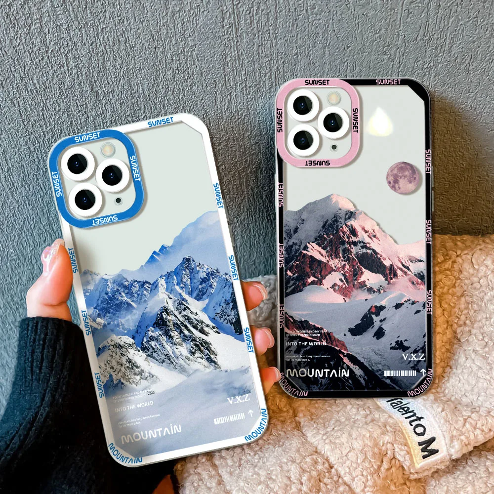 Soft TPU Phone Case For Samsung S24 Ultra A55 A54 5G Funda S23 S22 S21 A52S A53 A33 A35 A34 A71 A73 A05S A03 A72 Mountains Cover