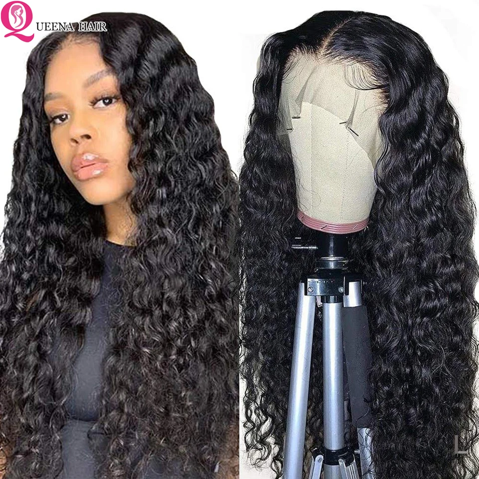 Water Wave Lace Front Wig 13x4 HD Transparent Lace Frontal Wig 30 Inch Curly Human Hair Wigs Deep Wave Frontal Wigs Lace Closure