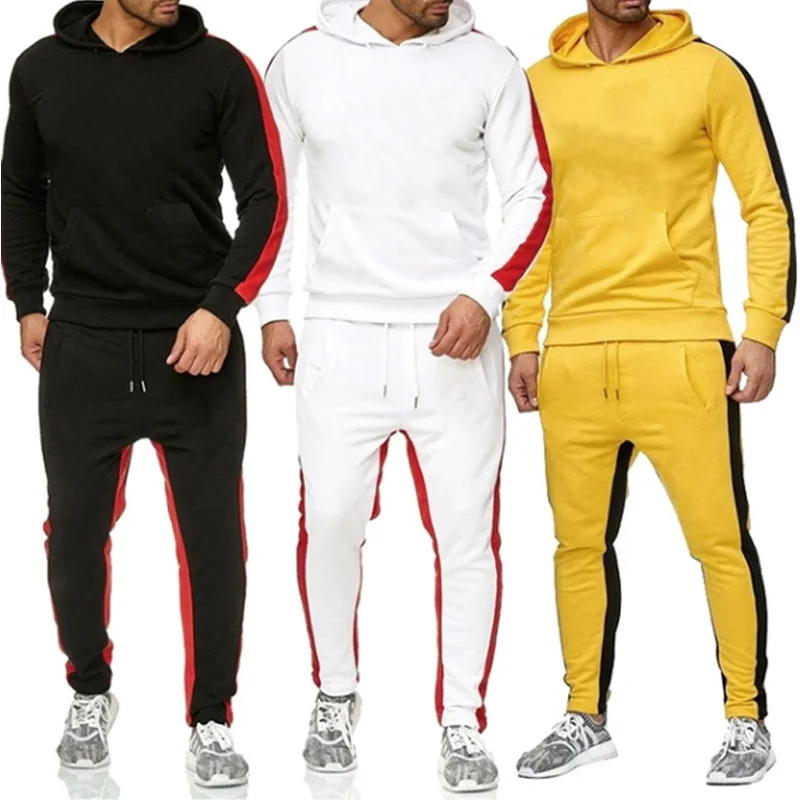 

2022Autumn Winter Jogging Suits for Men Striped Hoodie+Pants Casual Tracksuit Male Sportswear Gym Casual Clothing Sweat Suit