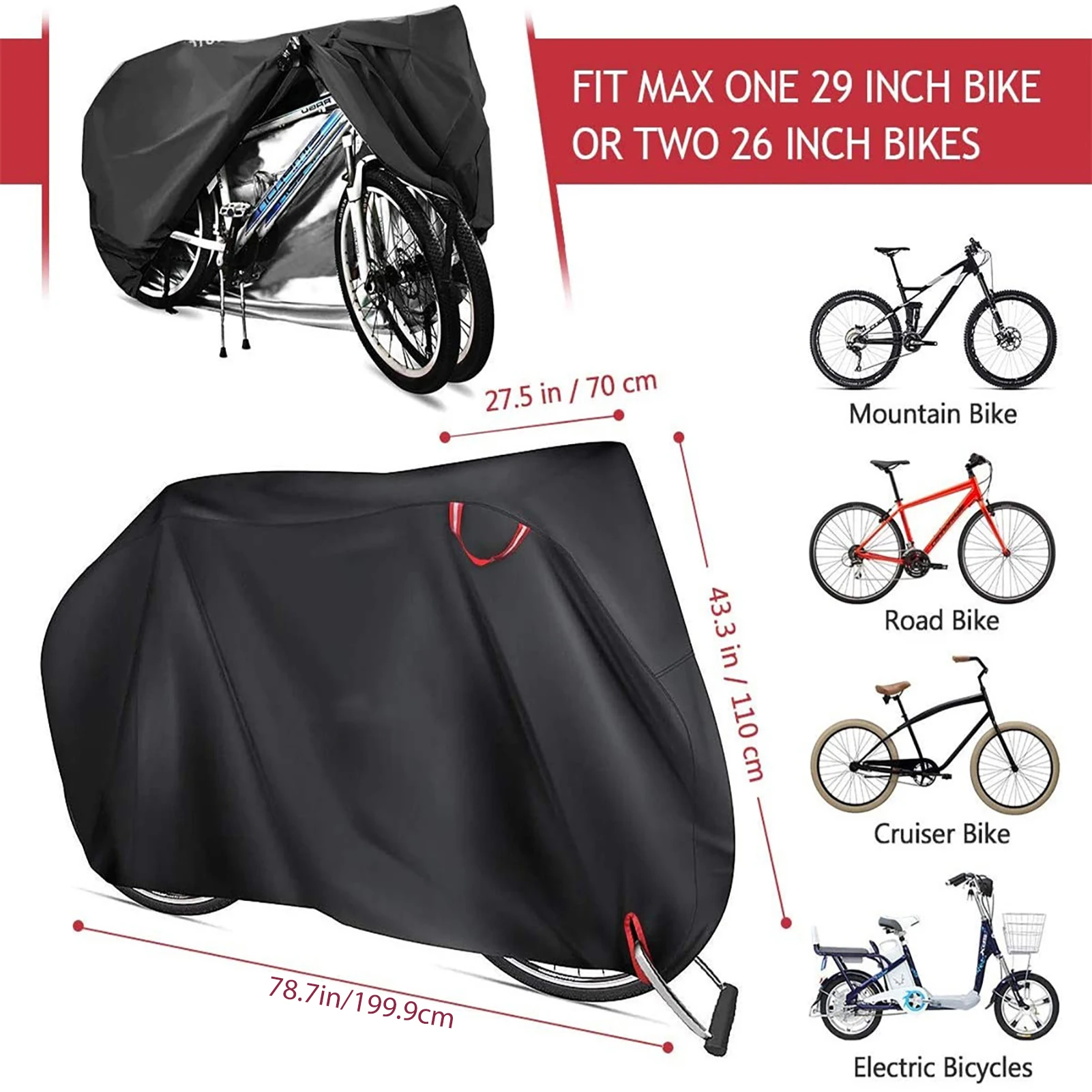 

200 *110*70cm Bicycle Rain Cover Portable Waterproof 210D Polyester Material Bottom Specially Designed All-around Protection