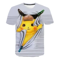 2022 summer pokemon t shirt boys girls t shirt 3d printing tshirt children animation pikachu fashion short sleeved tee