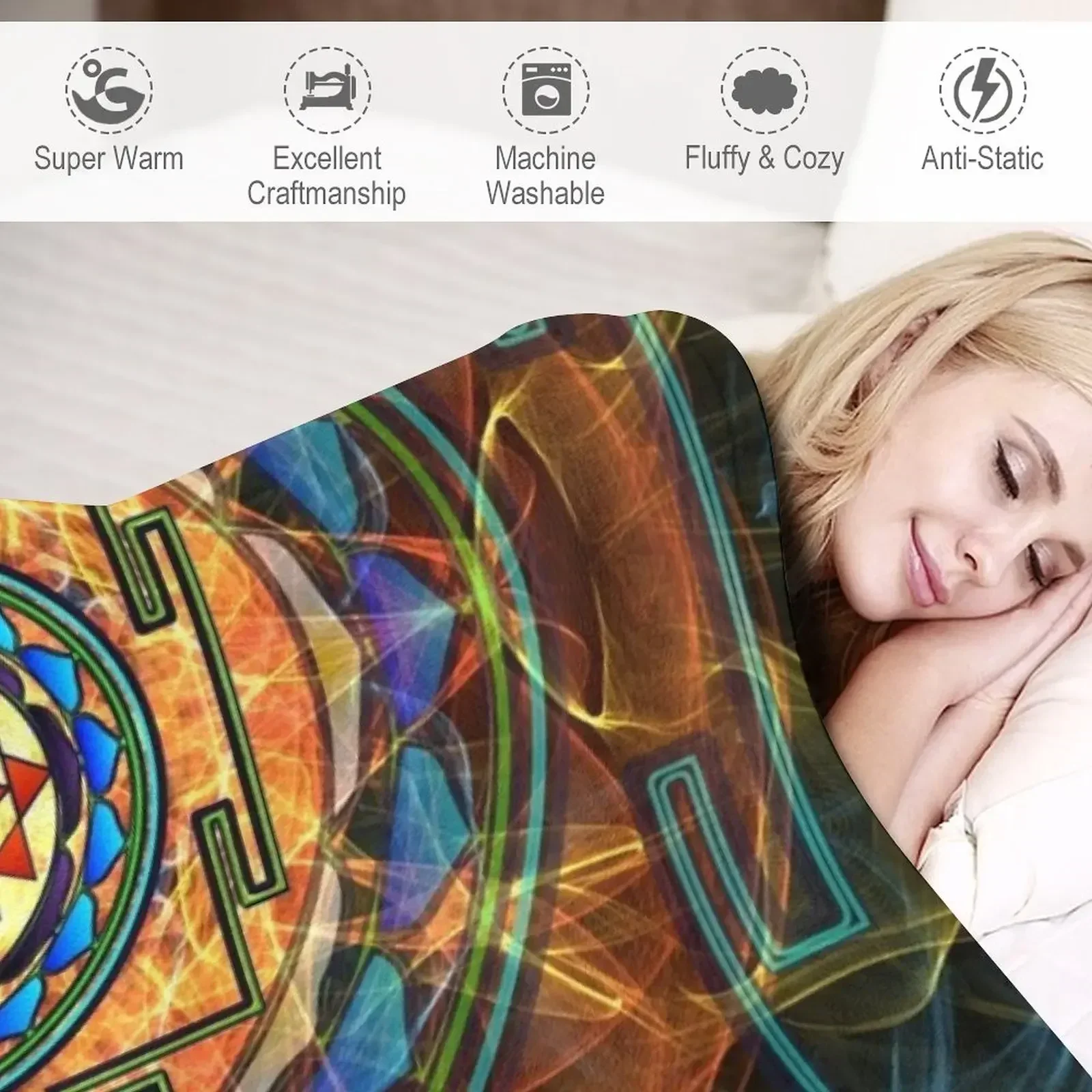 Шри Янтра - одеяло с сакральной геометрией плед термоодеяла на Хэллоуин одеяла