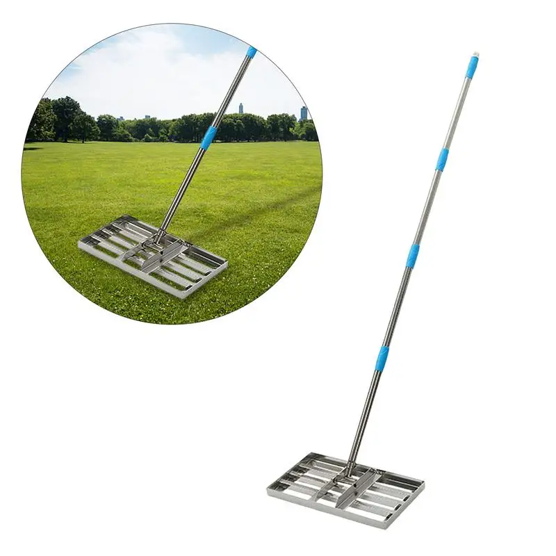 Adjustable Lawn Leveling Rake Lawn Leveler Garden Grass Finishing Soil Level Tool With Stainless Steel Pole For Yard Golf-lawn