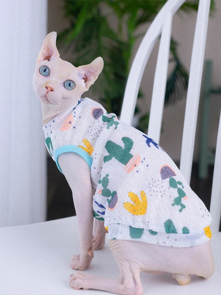 Сверхтонкая летняя футболка для кошек Sphynx мягкий хлопковый жилет без рукавов