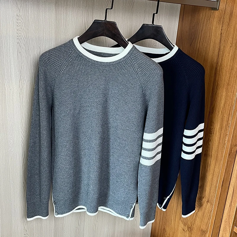 

New Tb Sweater Four Stripes Stripes Against White Border Men Pullover Crew-Neck Pull-Over Causal Men'S Thick THOM Sweater