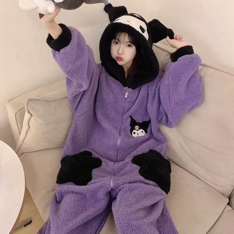 Новинка пижама Sanrio Kuromi Милая женская с мультяшным рисунком для сна милая