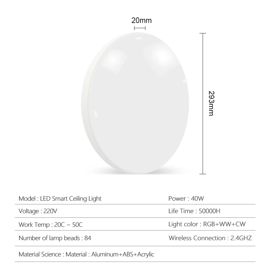 Современный 220 В 40 Вт Wi-Fi умный светодиодный потолочный светильник RGB с