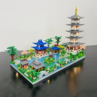 5186pcs west lake tower micro building blocks chinese architecture diy tree diamond bricks with light toys for kids adults gift