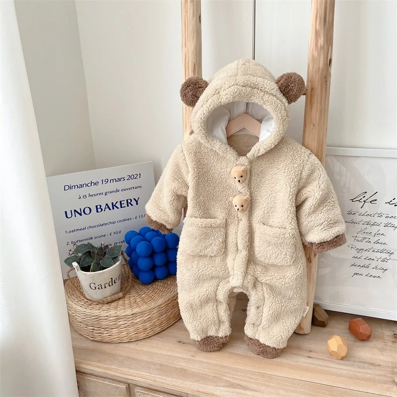 

MILANCEL Winter Baby Rompers Warm Girls Jumpsuits Infant Boys Warm Outfit