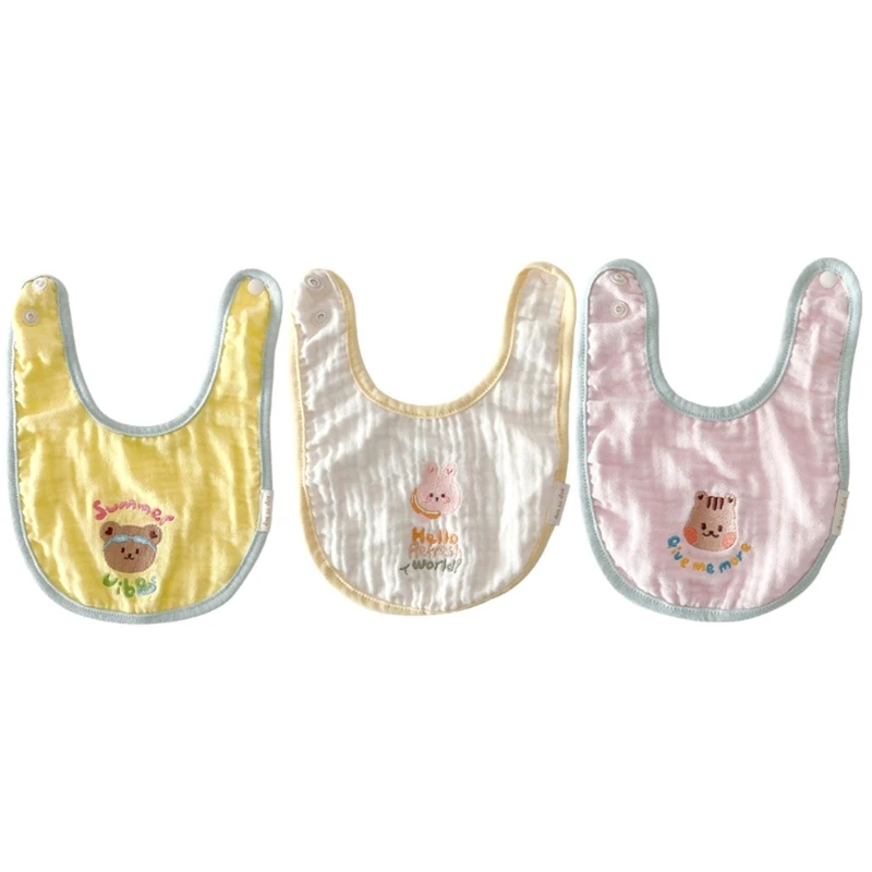 

Baby Bibs Newborn Drooling Bib Cotton Burp Cloths with Button for Infant