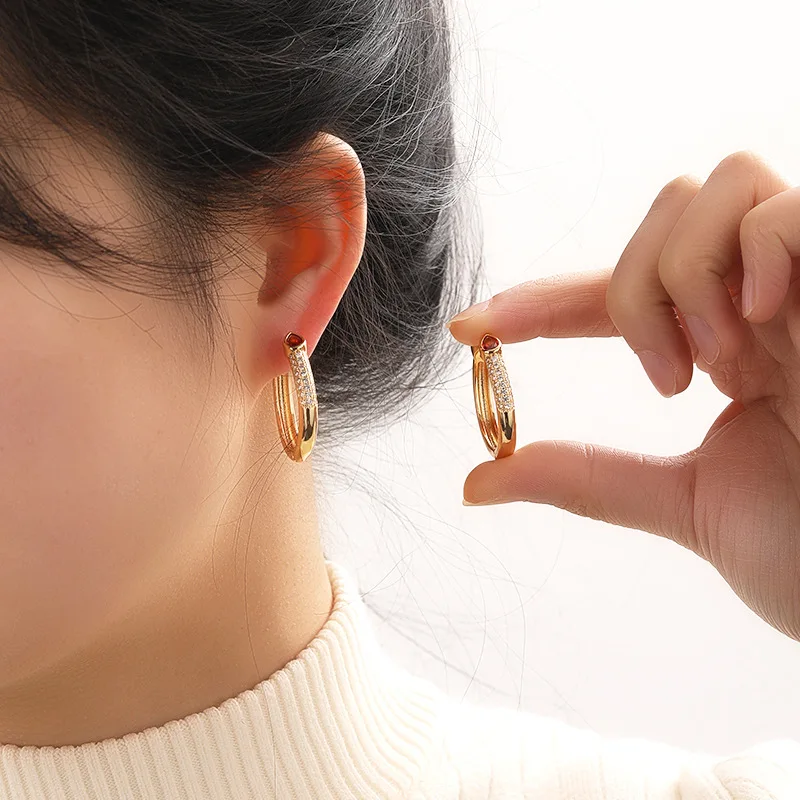 Классические серьги из меди и циркония в европейском американском стиле для