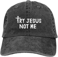 try jesus not me fashion dad cap baseball cap square trucker unisex adjustable cowboy hat black
