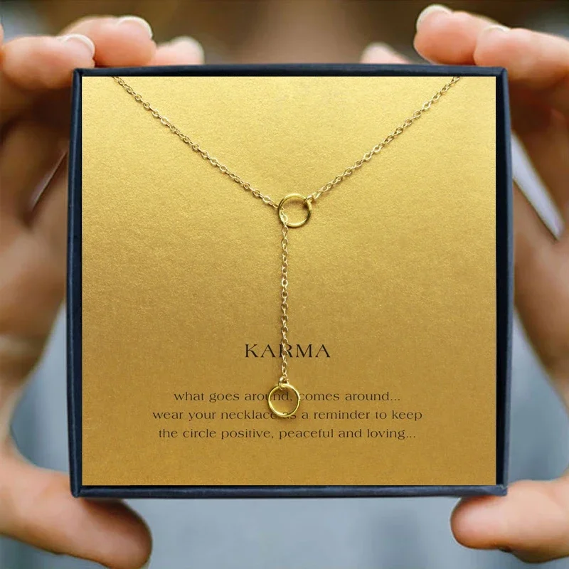 Новое ожерелье с подвеской в виде двойного круга золотого цвета вверх и вниз