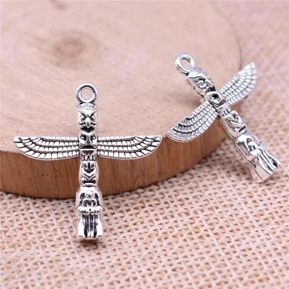 10Pcs 27x25mm Antique Silver Color Mayan Totem Stone Column Charms Pendant Charms Fit Jewelry Making DIY Jewelry Accessories