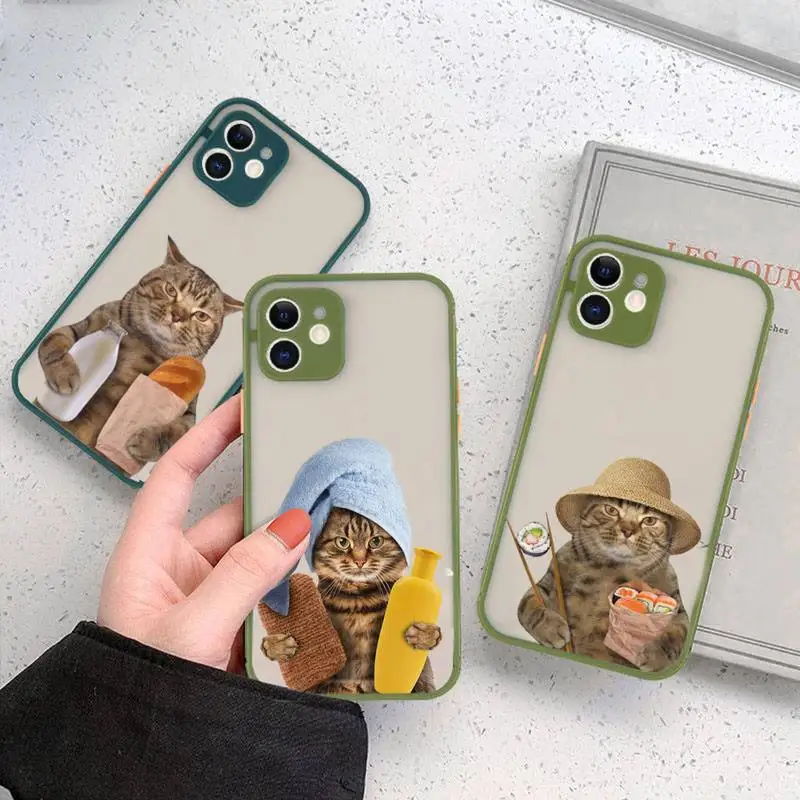 

funny cat cute animal Phone Case matte transparent For iphone 14 11 12 13 plus mini x xs xr pro max cover