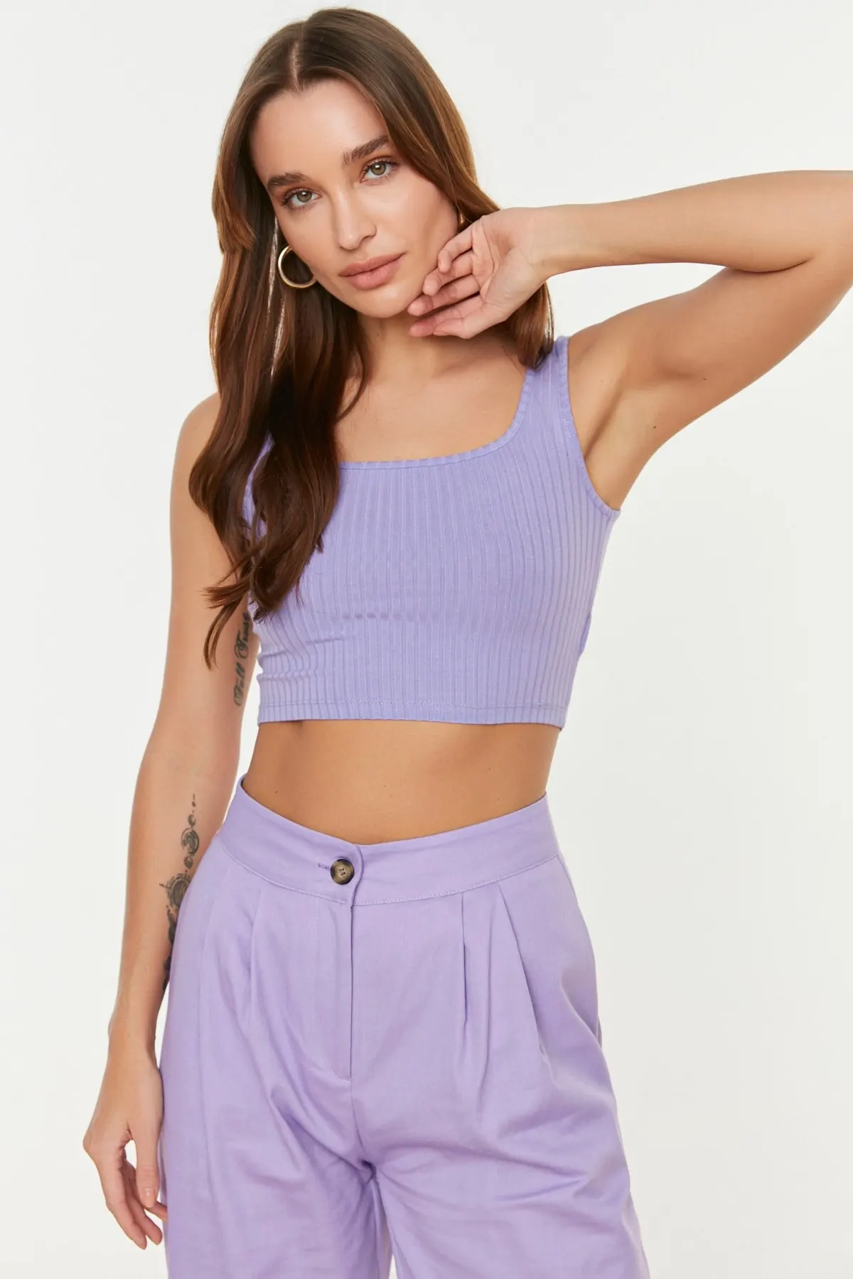 

Женская летняя укороченная блузка, сиреневая Вельветовая укороченная вязаная блузка, повседневная майка, блузка