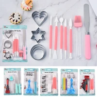 multifunctional baking set carving diy making tools cake cream scraper cookie mould piping mouth set cake decoration accessories