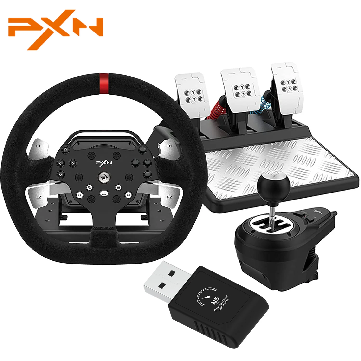 

Игровое рулевое колесо PXN V10 Real Force с обратной связью, Гоночное колесо 270/900 для ПК Windows 7/8/10/11/PS4/PS5/Xbox One/Xbox Series X/S