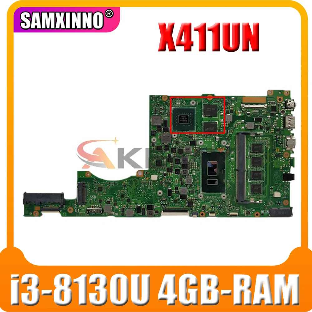 

For ASUS Vivobook S14 Mainboard X411UN X411UNV X411UQ X411UA X411U Laptop motherboard Motherboard i3-8130U MX150 GPU 4GB-RAM