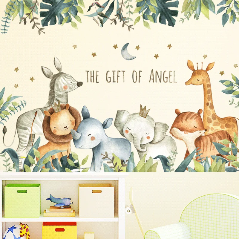 

Animal Giraffe Elephant Wall Stickers for Living Room Kids Bedroom Decoration Wall Poster Vinyl Decals Self-Adhesive Wallpaper