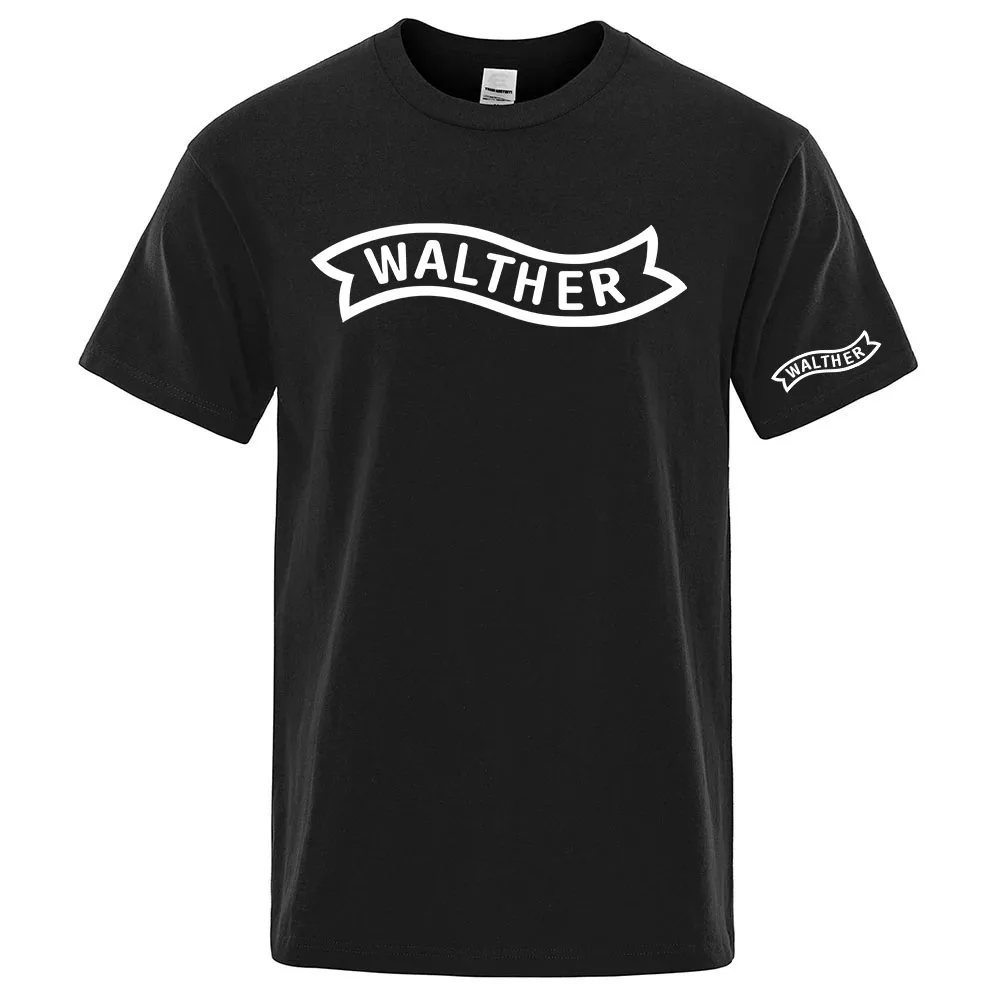 Фото Мужские обычные рубашки с короткими рукавами Walther Firearms подходят для лета и изготовлены из хлопковой ткани. №1