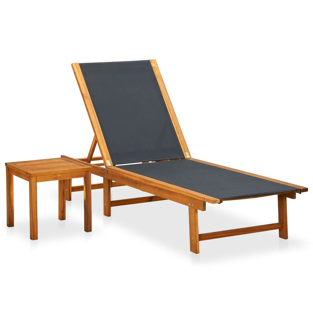 

Outdoor Patio Garden Sun Lounger Lounge Chairs for Pool Outside Deck with Table Solid Acacia Wood and Textilene