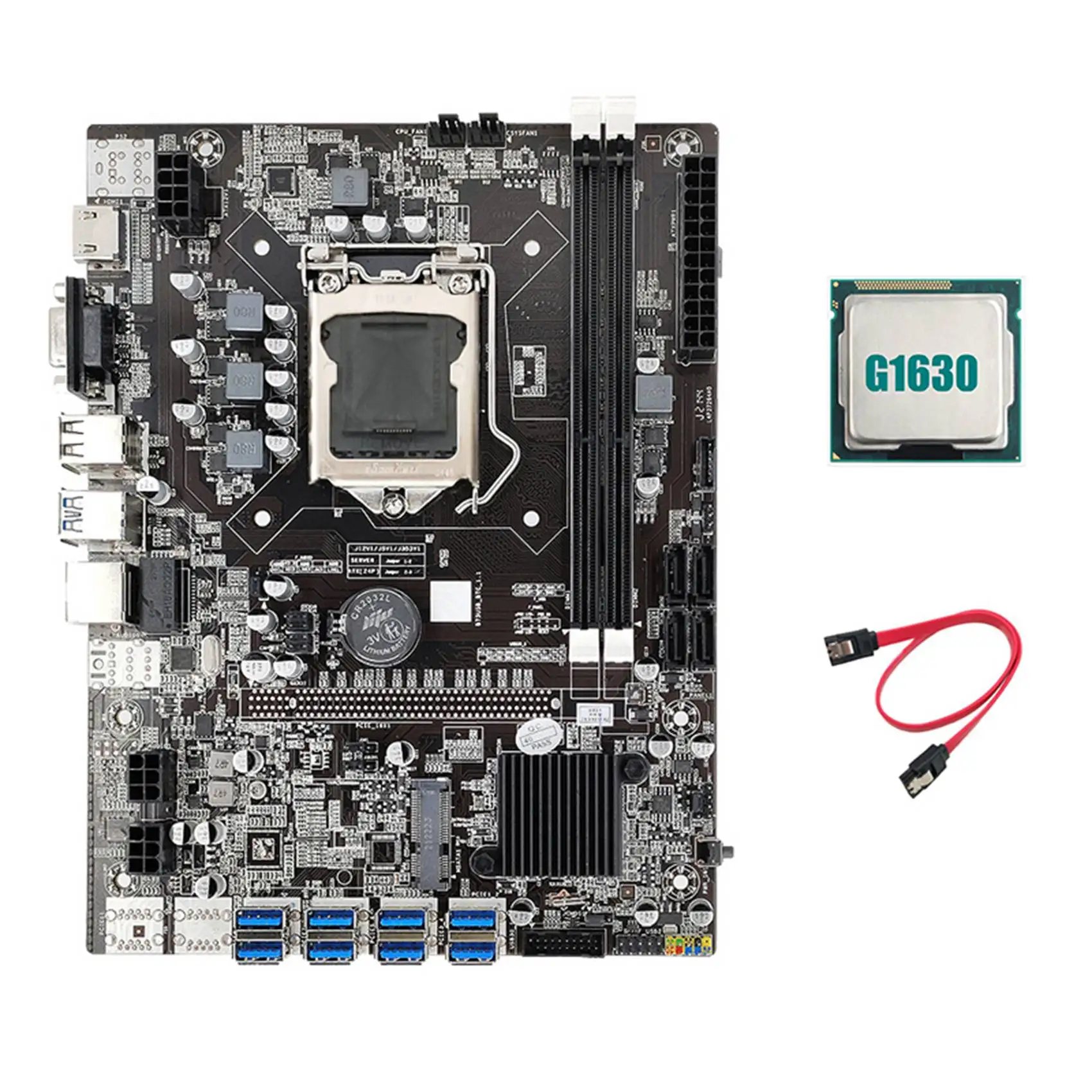 B75 USB ETH Mining Motherboard 8XPCIE USB Adapter+G1630 CPU+SATA Cable LGA1155 DDR3 MSATA B75 USB Miner Motherboard