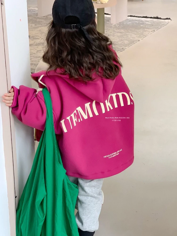 

Осенне-зимнее пальто для девочек, новинка, Детский плюшевый и плотный флисовый свитер, толстовки для детей, Свитера для девочек