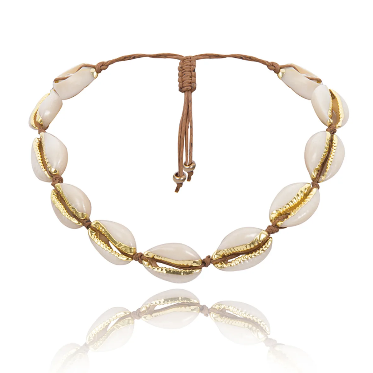 Boho White Shell Woven Collar Necklace Women's 2023 Vintage Simple Metal Adjustable Necklaces Girl Fashion Charm Jewelry