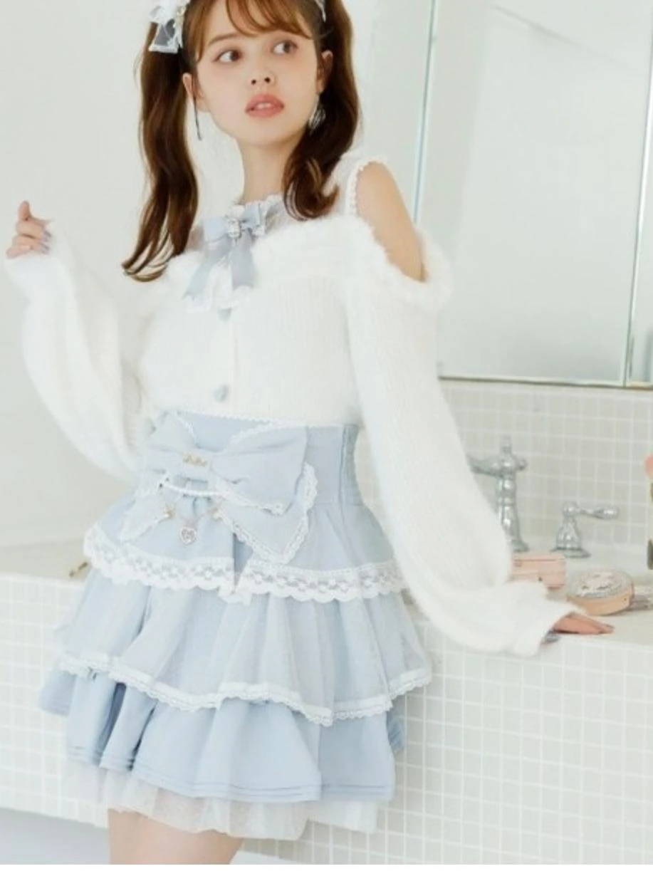 Вязаный свитер с бантом кружевной трикотаж открытыми плечами топ длинными