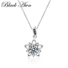BLACK AWN серебряный цвет ювелирные изделия цветок черный шпинель камень ожерелье для женщин ожерелья подвески P027