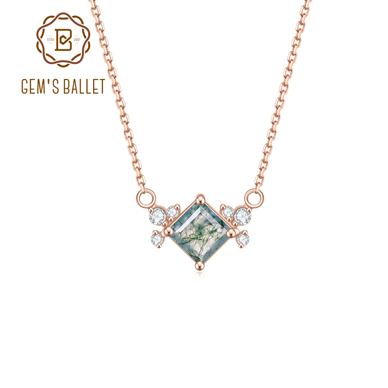 

Уникальное ожерелье с кулоном GEM'S BALLET 0.63CTW из серебра 925 пробы с квадратным Мохом и агатом, массивное ювелирное изделие в стиле арт-деко, подарок для нее