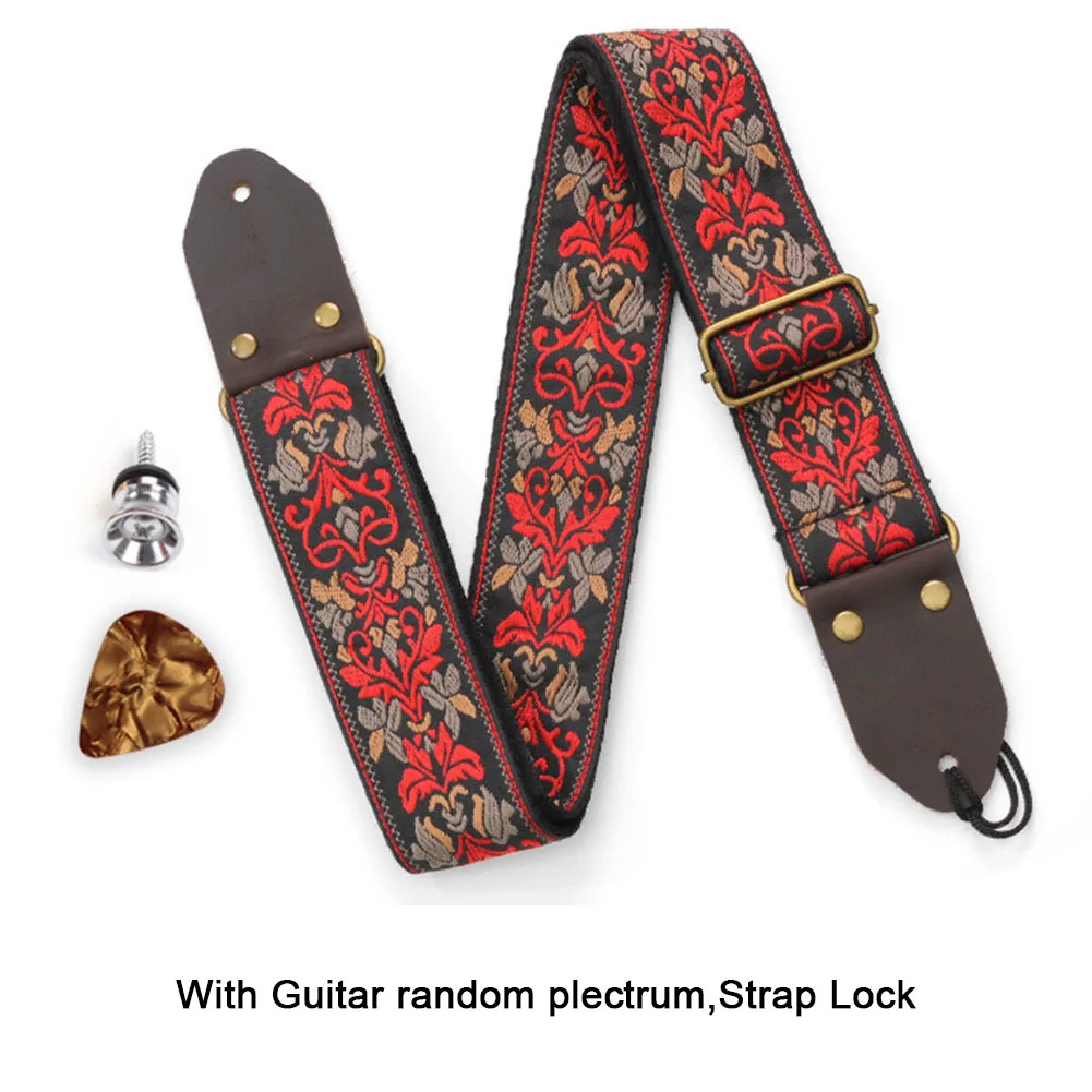 

Universal Adjustable Embroider Guitar Strap National Style And Pick Strap Button National Style Shoulder Strap 5cm Width