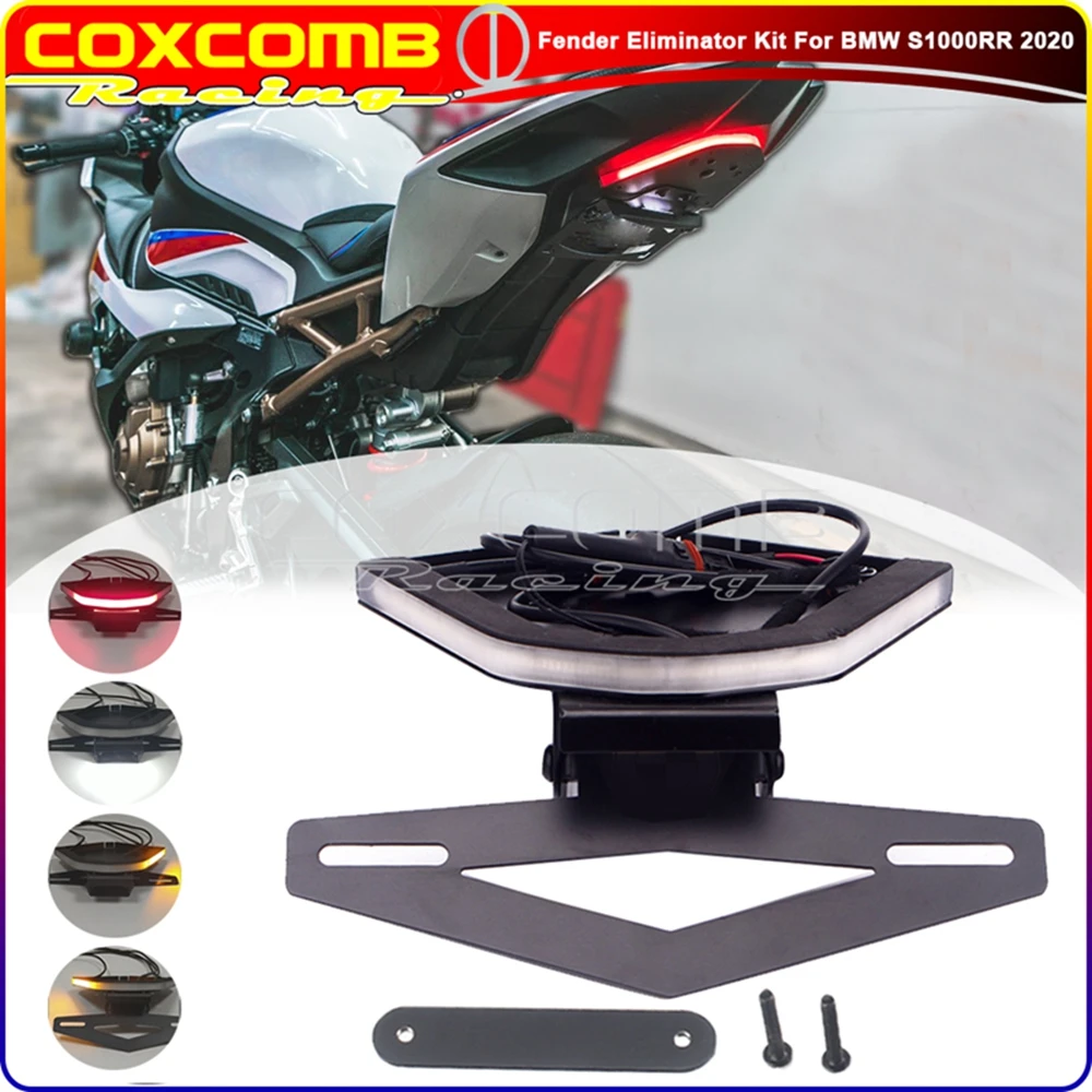

For BMW S1000RR 2020+ Tail Tidy Fender Eliminator Kit Rear Registration Plate Bracket holder LED Tail Brake Turn Signal Light