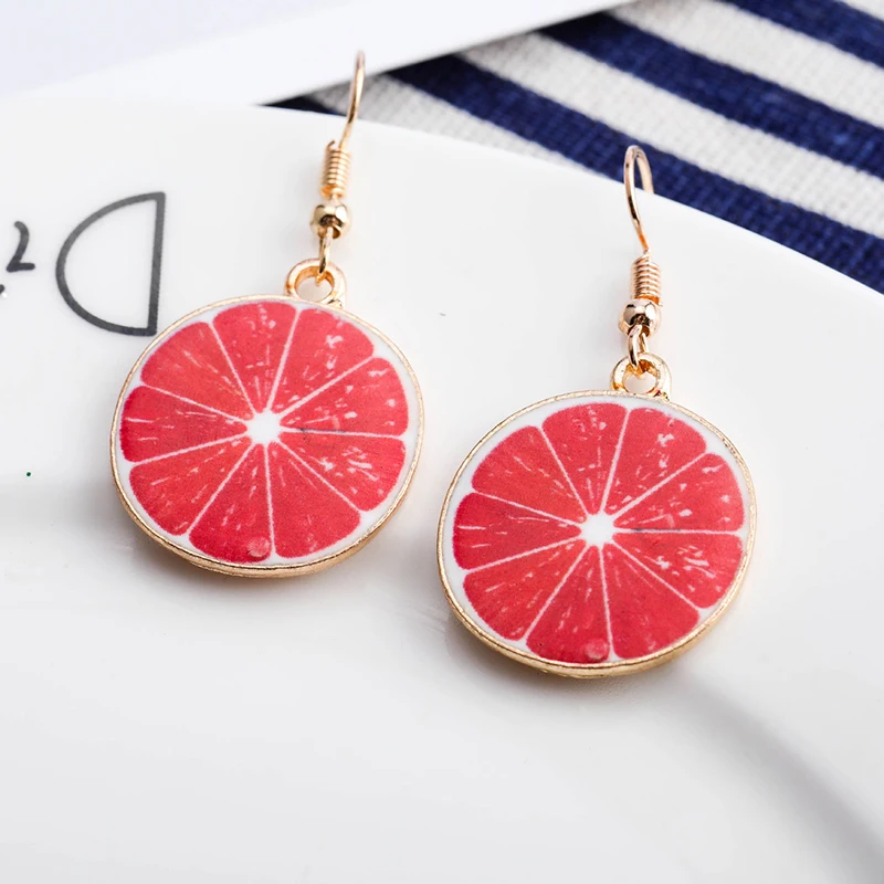 Cute Acrylic Fruit Food Dangle Watermelon Strawberry Pineapple Kiwi Grapefruit Drop Earrings For Women Girl Jewelry Gift