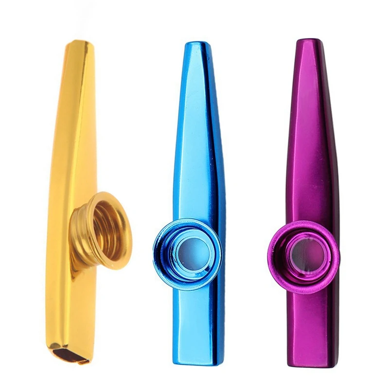 

Kazoo Aluminum Alloy Metal With 5 Pcs Gifts Flute Diaphragm For Children Music-Lovers, Gold & Purple & Blue(3Set)