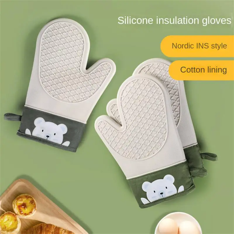 

Baked Silicone Gloves Oven Glove Anti-scald And Anti-slip Glove Tray Glove Microwave Glove Kettle Holder Baking Supplies