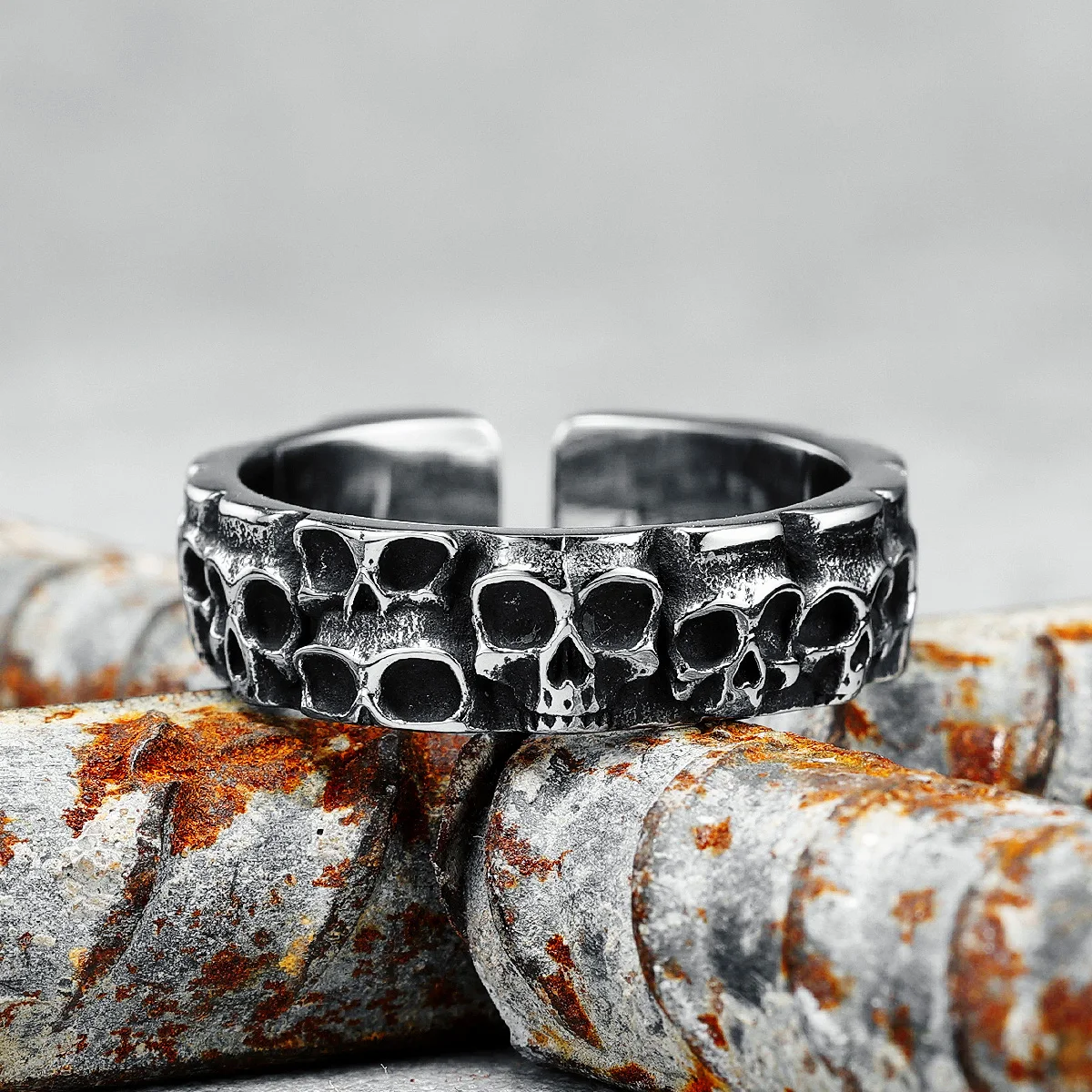 

Skulls Rings 316L Stainless Steel Men Open Ring Devil Skull Punk Rock Party Gothic for Biker Male Boyfriend Jewelry Best Gift