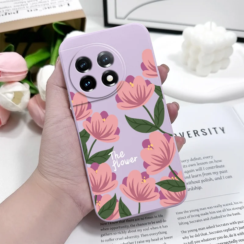 Фото Розовый чехол для телефона Primrose для Oneplus 13 13R 12 12R 11 11R 10 10R 10T 9R 9RT 9 8T 8 7 7T Pro 5G, жидкий силиконовый чехол №4