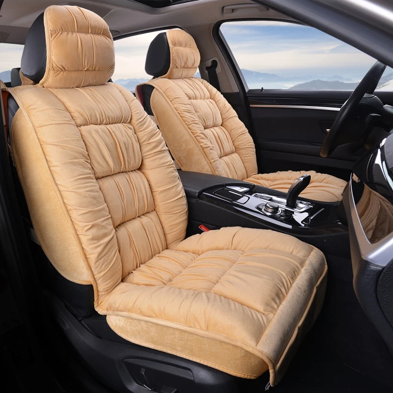 Warm Plush Car Seat Cover Universal Autumn Winter Faux Fur Material Cushion Car Seat Protector Mat Car Interior Accessories