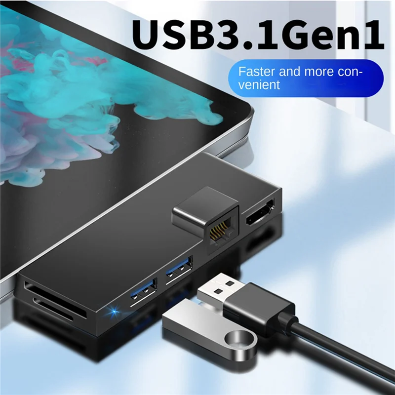 

Док-станция для Surface Pro 4/5/6, хаб с 4K HDMI-совместимым кардридером TF, гигабитным Ethernet, 2 USB 3,1, поколение, 1 порт B