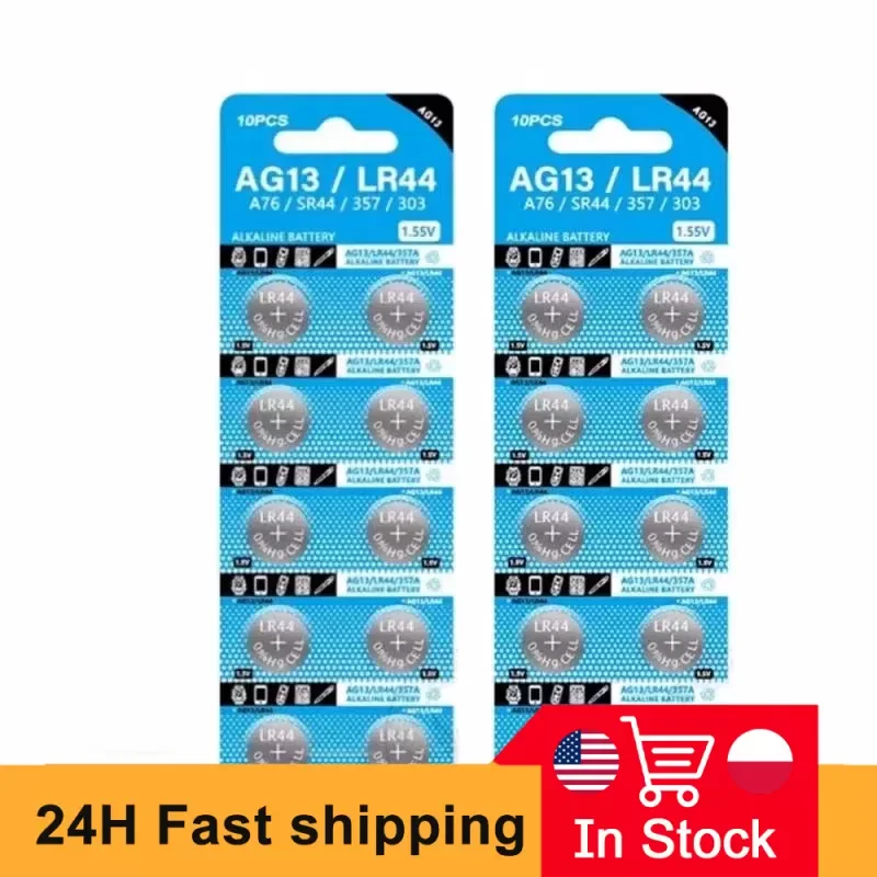 10 шт. AG13 LR44 A76 таблеточный щелочной аккумулятор 1 5 В SR44SW Pila для часов игрушек