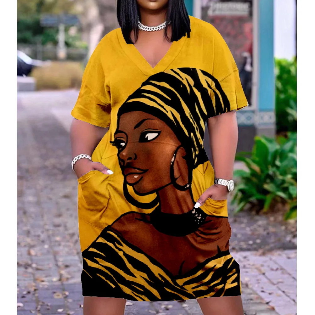 

Сексуальные африканские платья миди для девушек, женское богемное вечернее платье 3D, женское облегающее готическое женское модное вечернее платье, уличное Платье До Колена С V-образным вырезом