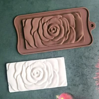 valentines day rose flower chocolate bar mold cake silicone cookie cupcake molds soap mould diy rectangle square chocolate mold