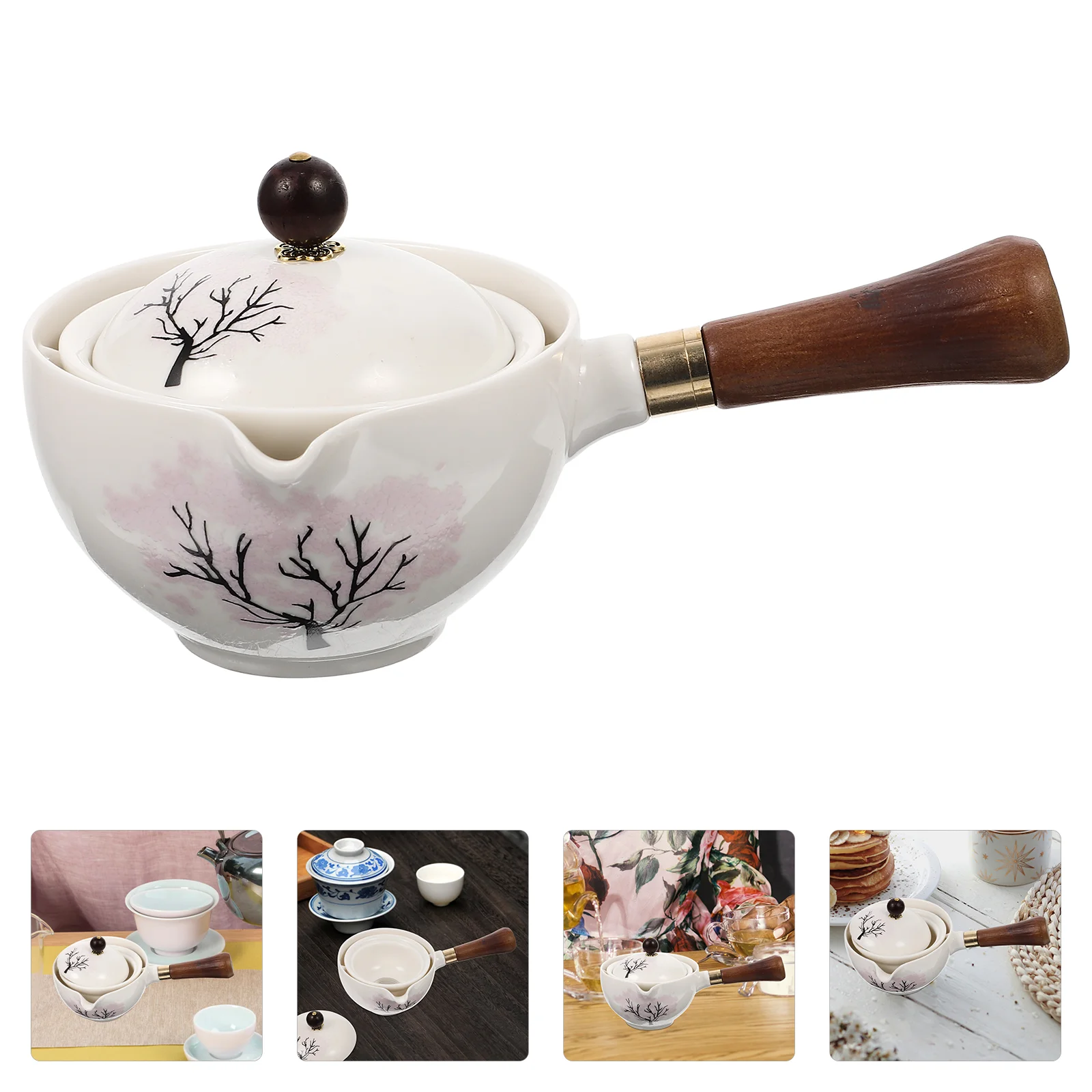 

Teapot Tea Chinese Ceramic Kettle Porcelain Kung Pot Maker Heat Resistant Rotation Household Fu Loose Pottery Steeper Rotary
