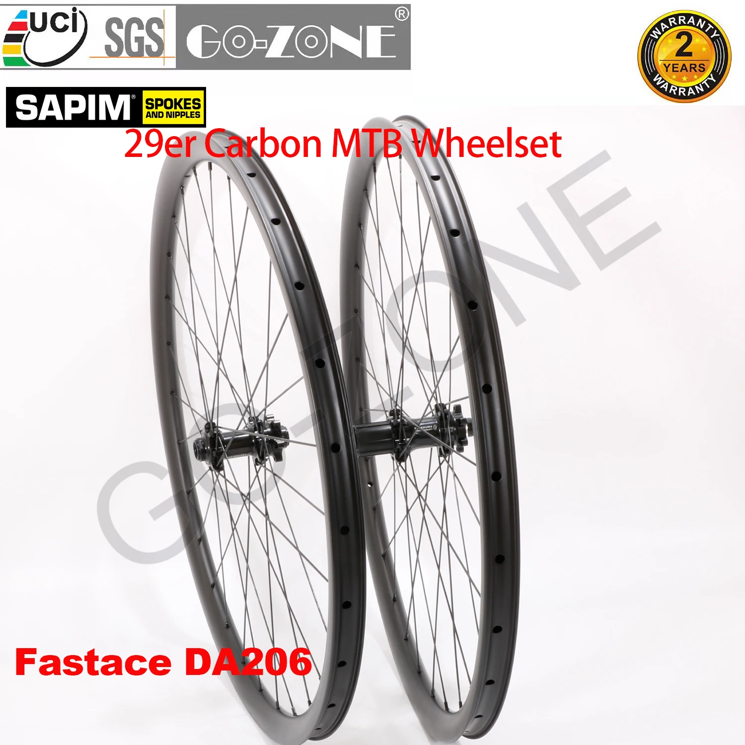 Легкие 29er Карбоновые дисковые тормозные колеса MTB Fastace DA206 Sapim Light Бескамерная
