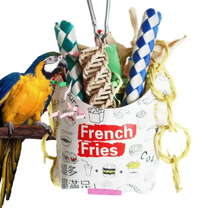 Useful And Practical Bird Parrot Toy Hanging Natural Chew Toys Snack Hanging For Small And Big Parrot Cockatiel Birds Colorful images - 6