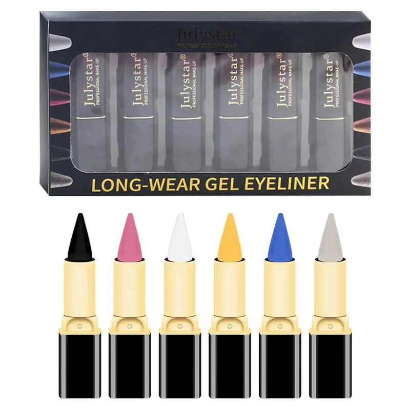 

Colorful Eyeliner Waterproof Eye Liner 6 Color Eyeliner Gel Stick Fine Texture And Fast Display Lipstick Rotation Design