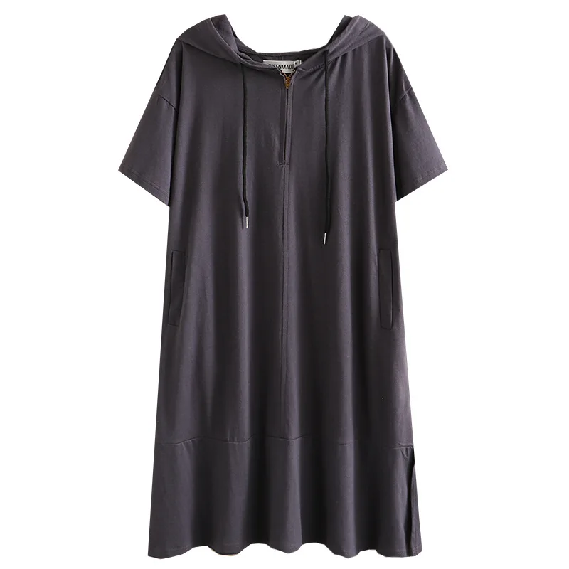 

Plus Size Dresses For Women Clothing Fashion Cotton Trumpet / Mermaid Dress Casual Hem Slit Solid Color Curve Dress Summer 2022