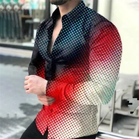 2022 fall new mens shirts long sleeve gradient dot 3d printing shirts oversized single shirts mens clothing tops